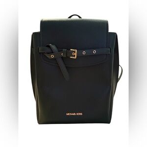 Michael Kors Emilia Belted Hunter Green Leather Backpack